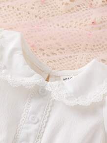 SHEIN Vintaside Kids 嬰兒彼得潘領泡泡袖連衣裙 - 白色 - 查看 3