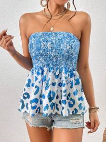 SHEIN VCAY Leopard Print Tube Top - Multicolor - View 3