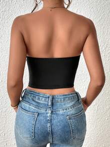 Zolique Solid Cut Out Tube Top - Black - View 2