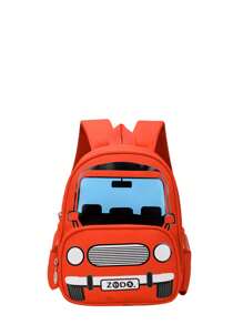 防水,輕便,便攜車圖案經典背包黃色時尚可調整肩帶 - 紅色 - 查看 2