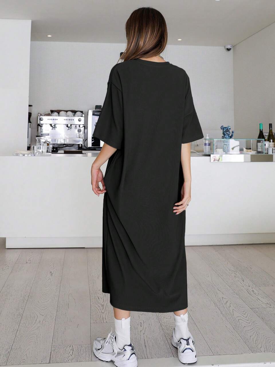 Solid Drop Shoulder Tee Dress Sundress