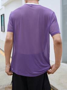 Manfinity Fever City Hombres Camiseta ribete en contraste - Morado - Ver 2