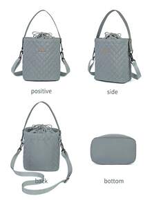 1pc Quilted Diaper Bag For Outdoor - Grey - View 5