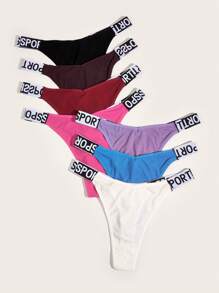 Plus 7pack Letter Graphic Tape Panty Sports - Multicolor - View 3