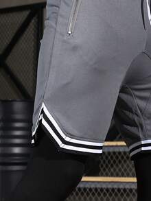 Men 2 In 1 Striped Tape Drawstring Waist Sport Trousers - Multicolor - View 3