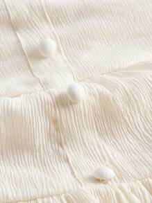 SHEIN MOD Váy nữ Viên lá sen phân lớp Dây kéo Nút phía trước màu trơn Giải trí - Màu be - Xem 3