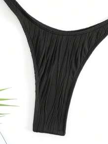 Swim SXY 鏤空交叉吊脖連體泳衣 - 黑色 - 查看 5