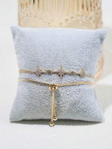 方晶鋯石裝飾手環 - 金黃色 - 查看 1