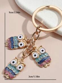 Owl Design Bag Charm Sequins Decor Fashionable Key Chain - Gold - View 3