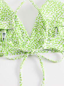 Dalmatian Print Tie Back Bikini Top - Multicolor - View 3