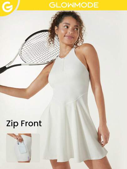 GLOWMODE SoftFlux Ready to Racerback Zipper Golf Mini Active Dress