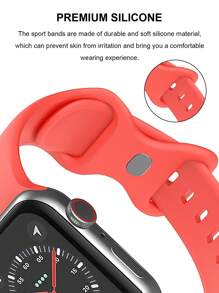 Dây đeo đồng hồ silicon rắn tương thích với Apple Watch - Màu Cam san hô - Xem 3