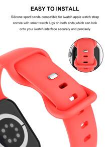 Dây đeo đồng hồ silicon rắn tương thích với Apple Watch - Màu Cam san hô - Xem 6