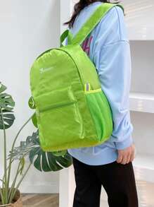Men's High-Volume Shoulder Bag Printed Folding Pocket Fashion Ultra-Thin Lightweight Nylon Backpack - Green - View 7