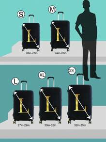 極簡旅行箱保護套字母圖案 - 黑色 - 查看 4