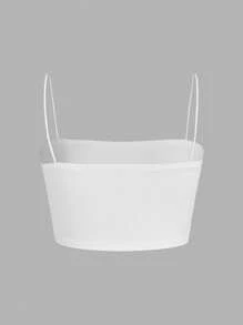 SHEIN EZwear 素色吊帶短上衣 - 白色 - 查看 2