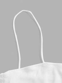 SHEIN EZwear 素色吊帶短上衣 - 白色 - 查看 4