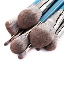 RANCAI 13pcs Makeup Brush Set, Grandma Gray Wooden Handle, High-End Cosmetic Tools, Including Eyeshadow Brush, Blush Brush, Foundation Brush, Powder Brush, Excluding Powder Compact - Blue - View 8
