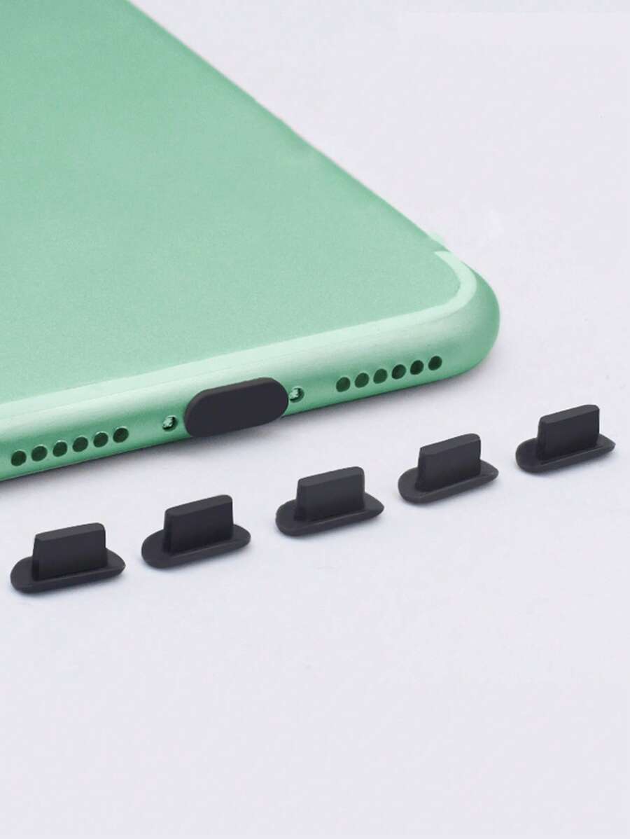 軟矽膠迷你充電口防塵塞/5入組 - 黑色 - 查看 1