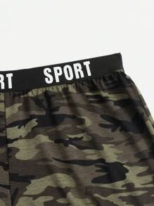 SHEIN EZwear Quần Short kích thước lớn Ruy băng Lá thư Ngụy trang Giải trí - Nhiều màu - Xem 5