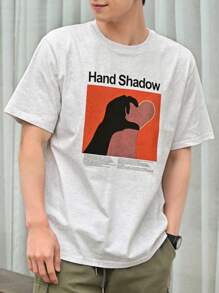 DAZY Men Cotton Slogan & Figure Graphic Tee - Light Grey - View 2
