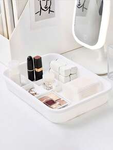 Makeup Storage Box,1Pc Drawer Makeup Organizer Large Compartment White Desktop Drawer Cosmetic Storage Box - White - View 2