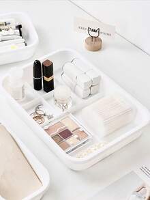 Makeup Storage Box,1Pc Drawer Makeup Organizer Large Compartment White Desktop Drawer Cosmetic Storage Box - White - View 4