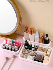 Makeup Storage Box,1Pc Drawer Makeup Organizer Large Compartment White Desktop Drawer Cosmetic Storage Box - White - View 5