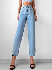 Cottnline Jeans de pierna recta con cremallera - Lavado ligero - Ver 1