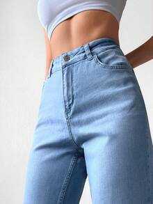 Cottnline High Waist Ripped Mom Fit Jeans - Rửa nhẹ - Xem 3