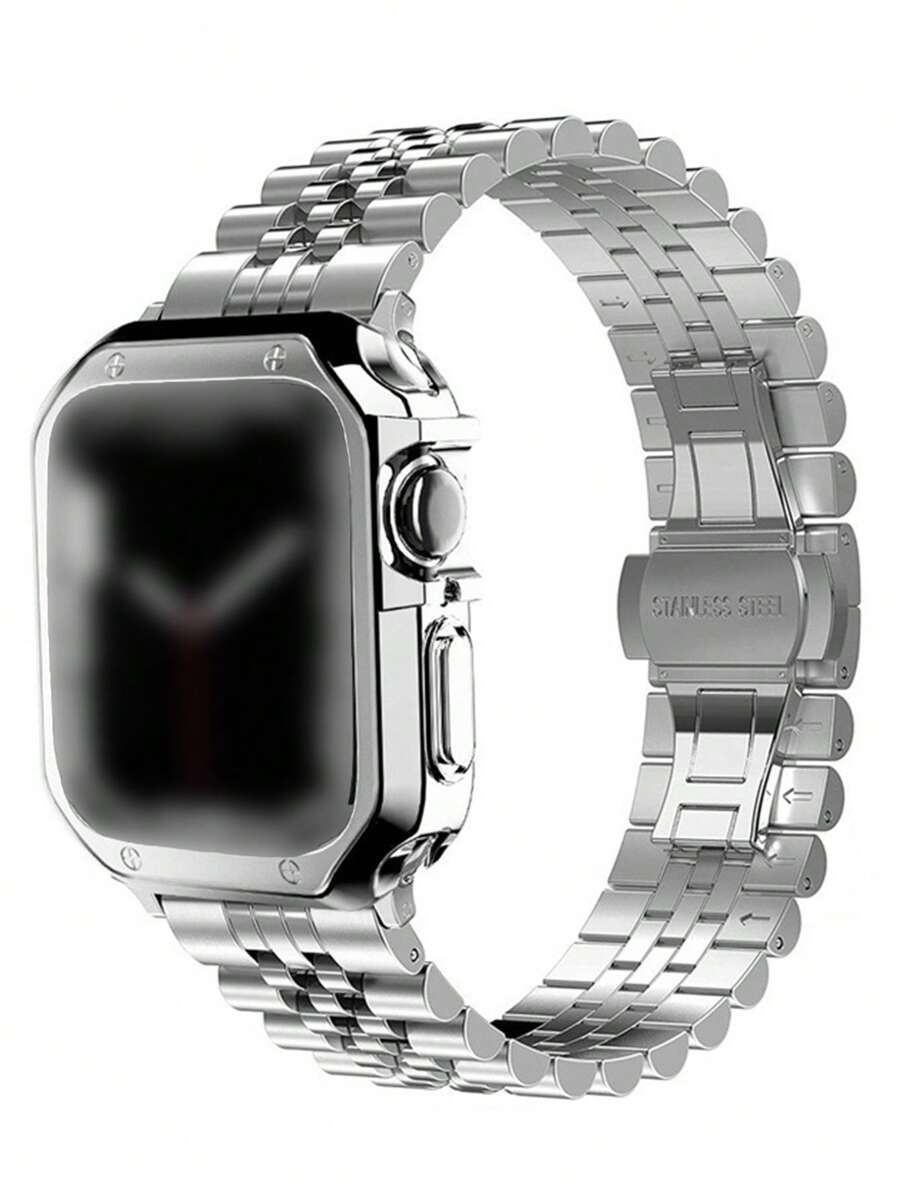 Bộ 3 dây đeo đồng hồ bằng thép không gỉ & Vỏ & Bộ công cụ tháo dây đeo đồng hồ Tương thích với Apple Watch - Bạc - Xem 1