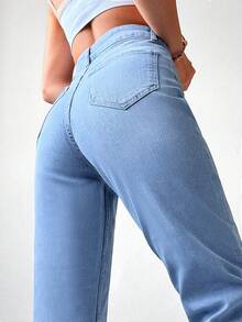 Cottnline High Waist Ripped Mom Fit Jeans - Rửa nhẹ - Xem 6