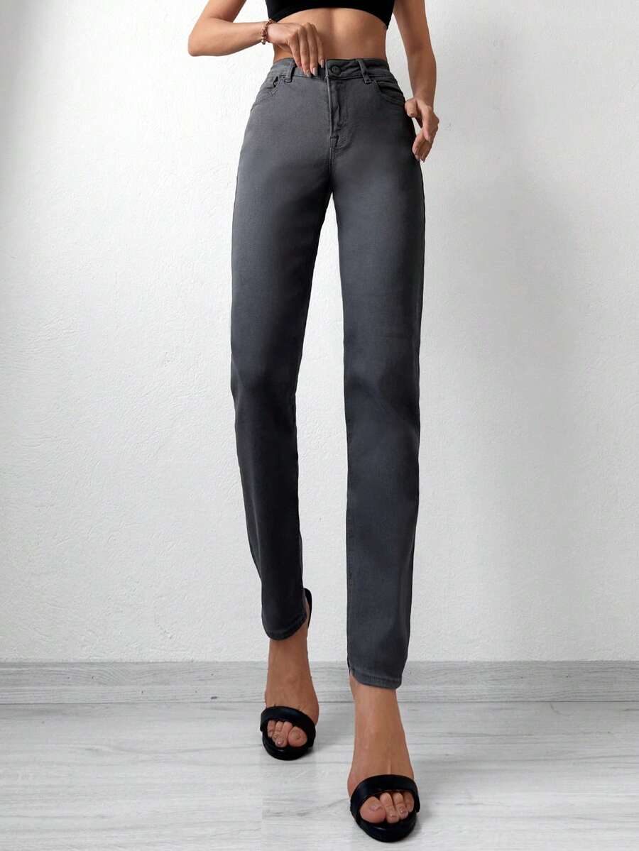 Cottnline Jeans ajustados unicolor - Gris Oscuro - Ver 1