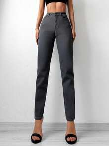 Cottnline Jeans ajustados unicolor - Gris Oscuro - Ver 3