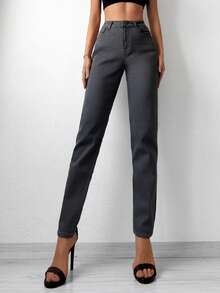 Cottnline Jeans ajustados unicolor - Gris Oscuro - Ver 5