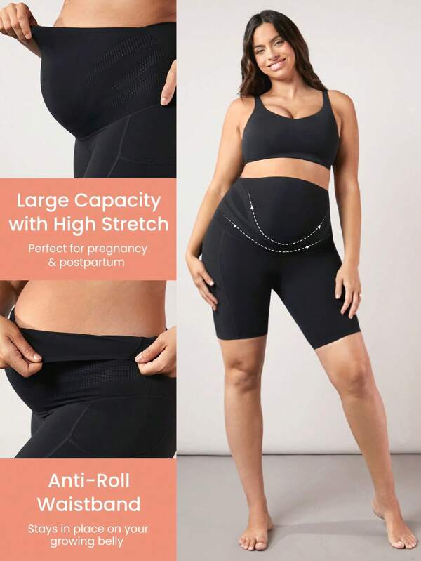 GLOWMODE 8" FeatherFit™ Super High Rise Belly Support Maternity Biker