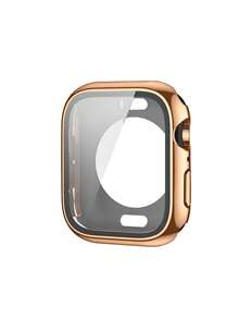 電鍍個人電腦殼套和螢幕保護鋼化膜適用於Apple Watch - 玫瑰金 - 查看 2