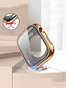電鍍個人電腦殼套和螢幕保護鋼化膜適用於Apple Watch - 玫瑰金 - 查看 3