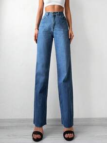 Cottnline Cao eo Quần legging thẳng - Rửa trung bình - Xem 6