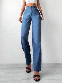 Cottnline Cao eo Quần legging thẳng - Rửa trung bình - Xem 7