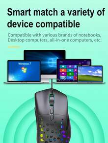 Letter Graphic Cabled Gaming Mouse - Black - View 5