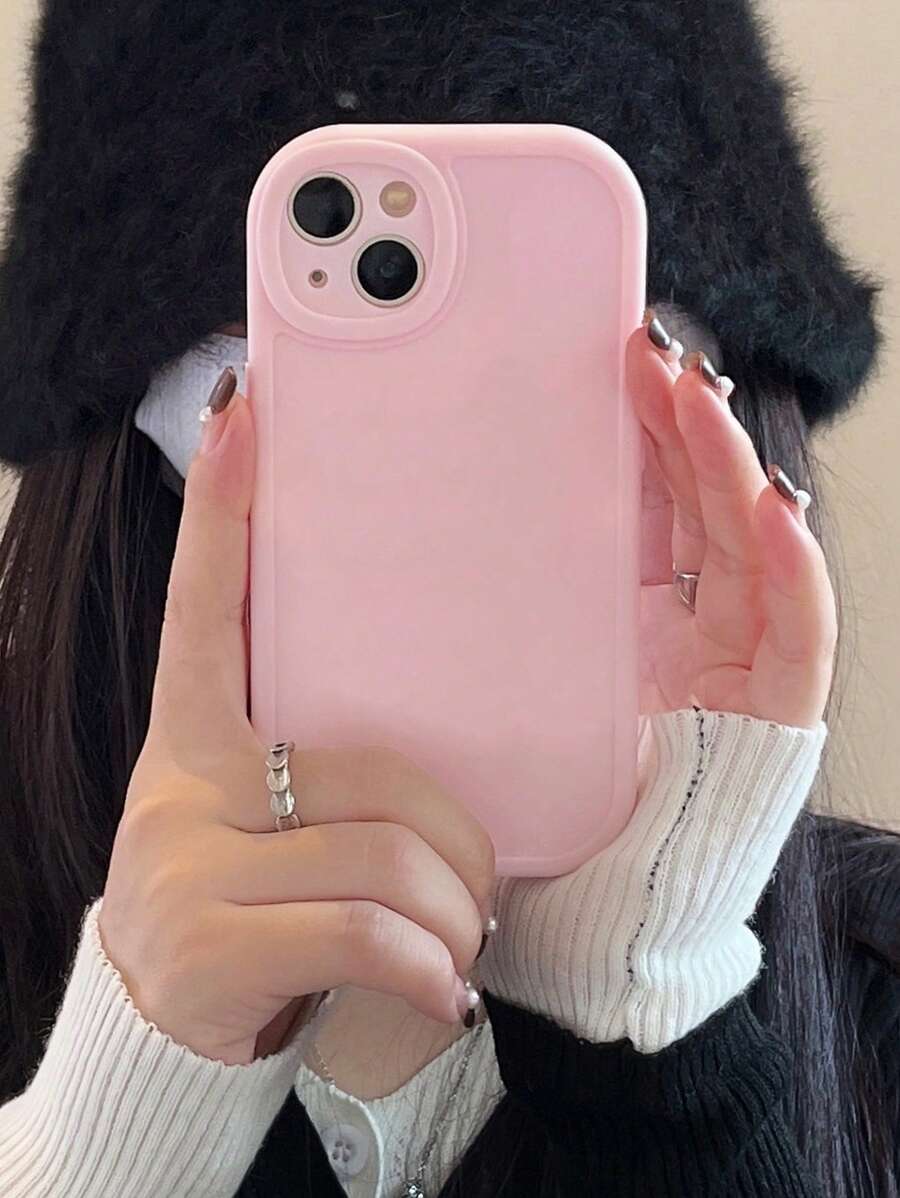 1个蜜桃色点状眼睛设计手机壳，兼容 11、12、13、14、15、16和Galaxy系列，防水防震防摔防刮花 - 粉色 - 查看 1