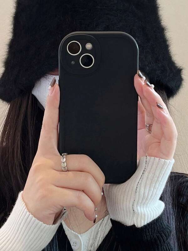 1pc Black Perforated Big Eye Phone Case Compatible With Apple