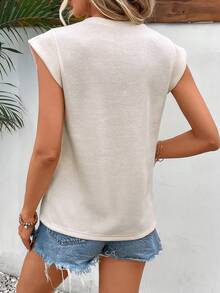 SHEIN Frenchy 素色罩袖T恤 - 杏色 - 查看 2