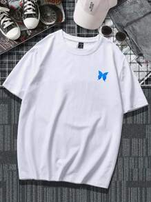 Manfinity EMRG Men Butterfly & Slogan Graphic Drop Shoulder Tee - White - View 2