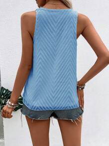 Breezaya Áo khoác và áo lót dành cho xe tăng nữ Tương phản ren Khối Màu Giải trí - Màu xanh lam - Xem 2