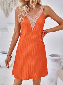 Breezaya Vestido tank panel con encaje - Naranja Coral - Ver 4