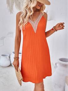 Breezaya Vestido tank panel con encaje - Naranja Coral - Ver 5