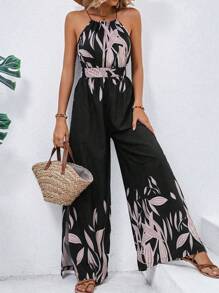 SHEIN VCAY Áo liền quần nữ Thực vật Boho - màu đen - Xem 5