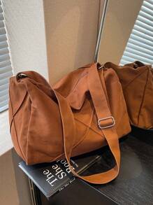 Minimalistyczna torba Hobo z nylonowym regulowanym paskiem - Brązowy - Zobacz 1